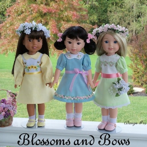 14&quot;Welie Wisher®, Glitter Girls Size PDF Nähanleitung: BLÜTEN und BOGEN / passend für 14&quot; Wellie Wisher Doll Doll Kleidung