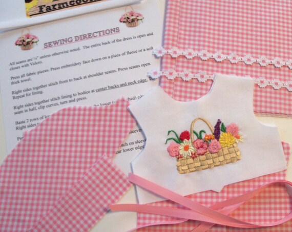18" Size /COMPLETE SEWING KIT for 18 Inch Doll Clothes / Farmcookies Embroidered Dress Kit / Fits Like American Girl Doll Clothes
