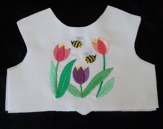 18 Inch size / Farmcookies Embroidered Summer Bodice Front / Lining Included / Sewing for 18" American Girl Doll Clothes