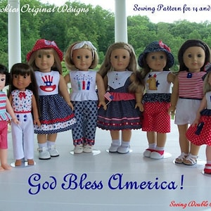 2 Sizes! PDF Sewing Pattern/ Fits Like 18 Inch American Girl Doll Clothes & 14" Wellie Wisher Doll Clothes/ GOD BLESS AMERiCA!