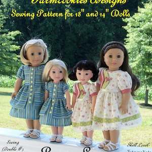 2 Sizes! PRINTED Sewing Pattern: Penny Lane/ Sewing Pattern Fits BOTH 18&quot; American Girl®  and 14&quot; Wellie Wishers®