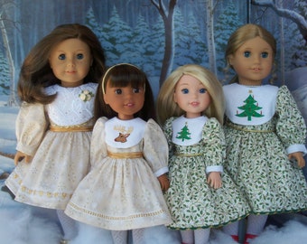 2 Sizes! PRINTED SEWING PATTERN / Fits Like American Girl Doll Clothes & Wellie Wisher doll Clothes.  / Holly Jolly Christmas