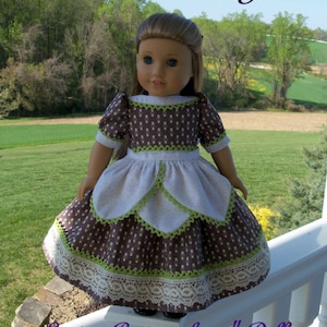 PDF Sewing Pattern: Historical Chores & Lessons Gown with Tulip Apron/ Sewing Pattern Fits American Girl®  or Other 18&quot; Doll