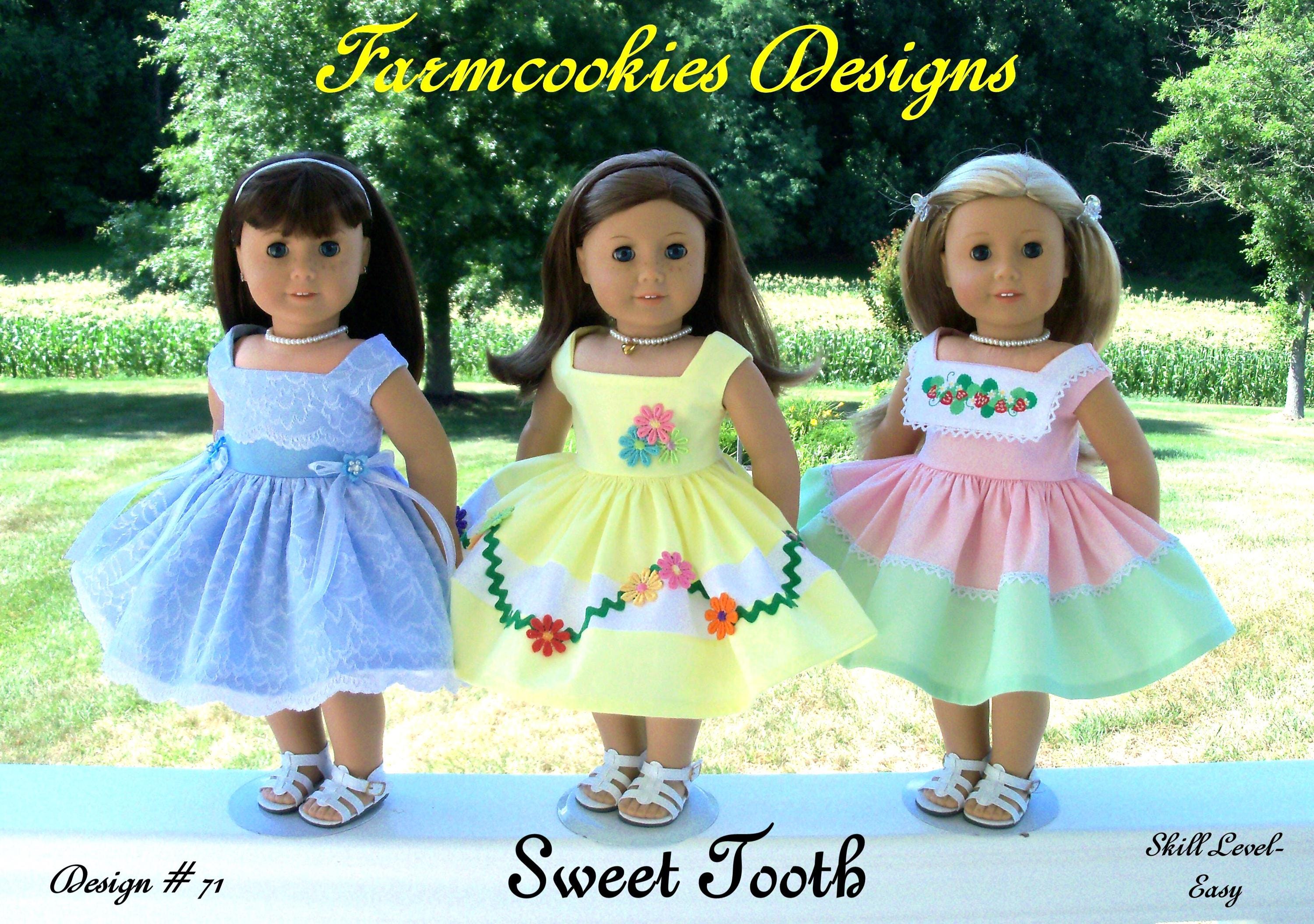 Sweet Tooth Doll Dress Sewing Pattern: Fits 18" American Girl (PRE-PRINTED)