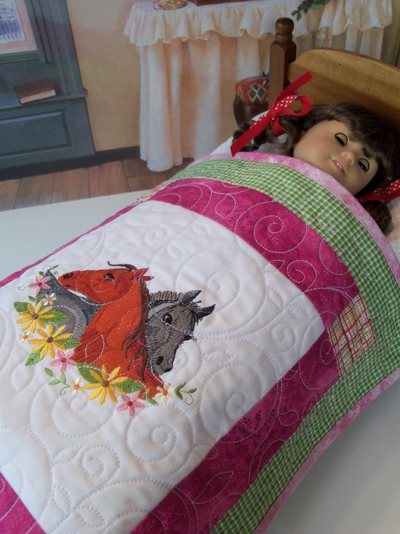 Farmcookies Embroidered Keepsake Heirloom Quilt for 18" American Girl Doll / Like American Girl Doll Clothes and Bedding