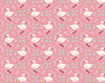 Half Yard Small Scale Doll Clothes FABRIC / Swan Serenade / Item Number: SC13261-PEONY