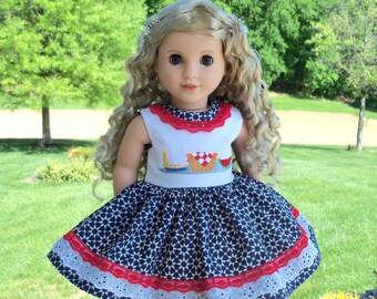 Fits Like American Girl Doll Clothes / Farmcookies Summer Doll Dress  / 18" Dress For American Girl Doll