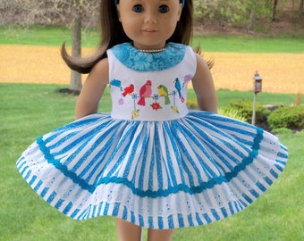 Farmcookies 18 Inch Embroidered Doll Dress  / 18" Dress For American Girl Doll