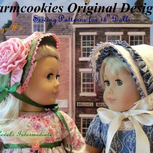 PRINTED SEWING PATTERN for 18 Inch Doll Clothes - Four  Historical Bonnets by Farmcookies/ Fits Like  American Girl Doll Clothes