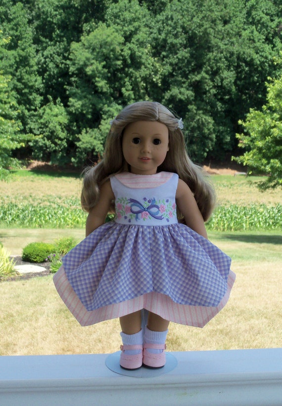 Like American Girl Doll Clothes / Handkerchief Style Embroidered Dress / 18 Inch Doll Clothes by Farmcookies fits American Girl
