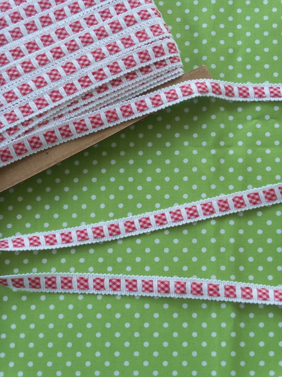4 Yards Red Gingham Insertion Crochet Trim for Doll Clothes / Farmcookies Doll Clothes Lace & Trims