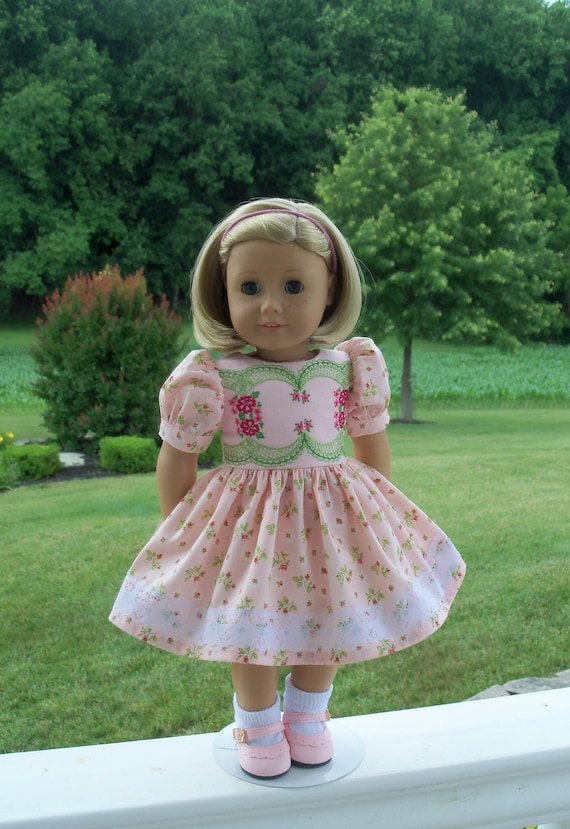 Like American Girl Doll Clothes / Embroidered Special Occasion Dress and Shoes / 18 Inch Doll Clothes