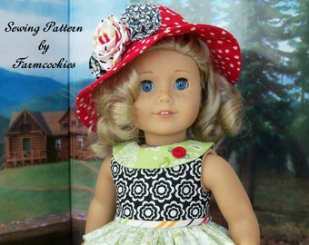 PDF Sewing Pattern - Summer Fun HAT / Sewing Pattern Fits American Girl®  or Other 18" Dolls