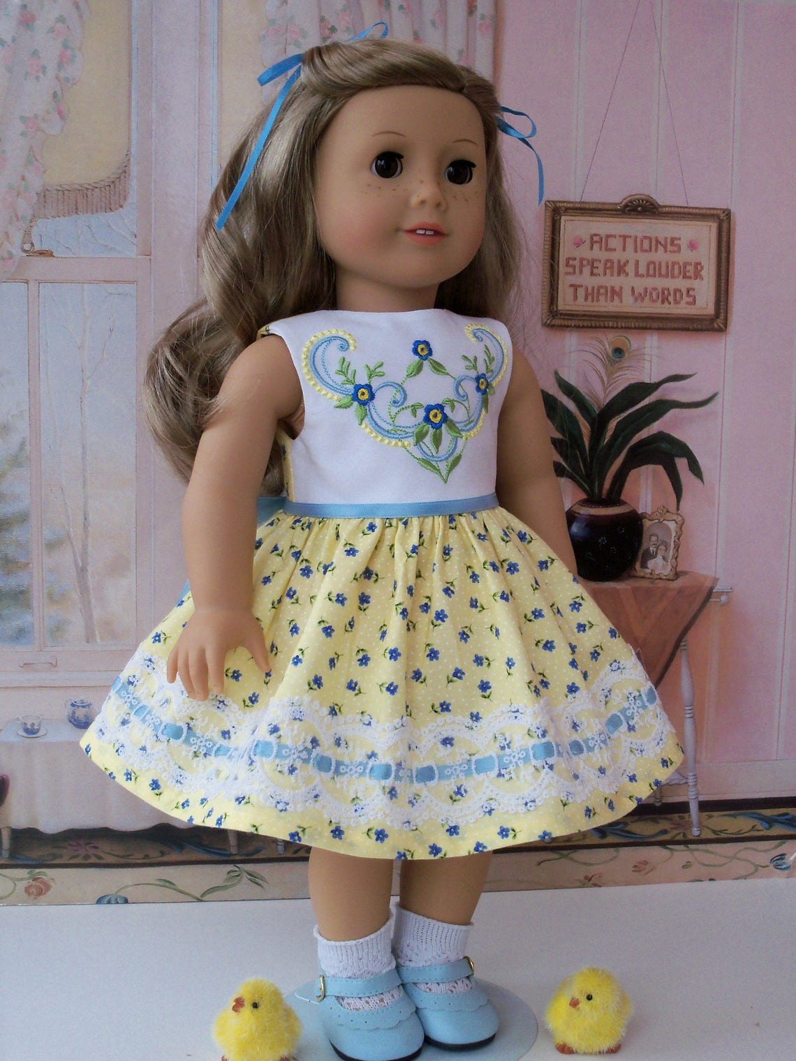 Like American Girl Doll Clothes / Embroidered Spring Dress and Etsy