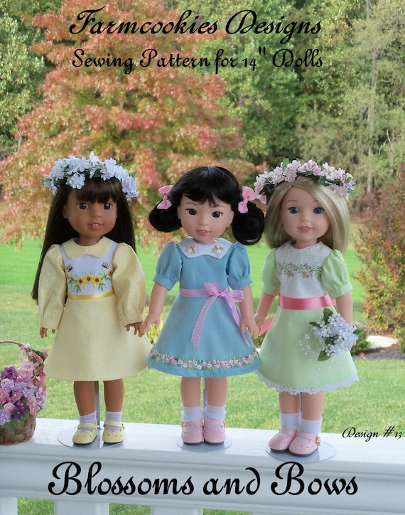 14 Welie Wisher®, Glitter Girls Size PDF Sewing Dress Pattern: BLOSSOMS and  BOWS / Fits Like 14 American Girl Wellie Wisher Doll Clothes 