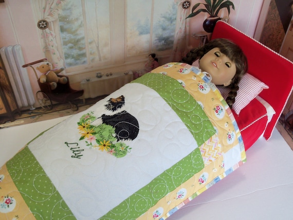 RESERVED FOR EVELYN / Farmcookies Embroidered Personalized Keepsake Quilt for 18" American Girl Doll