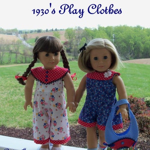PDF SEWING PATTERN For 18 inch Doll Clothes / Spring Fever 1930&#39;s Play Clothes / Fits Like 18&quot; American Girl doll Clothes Pattern