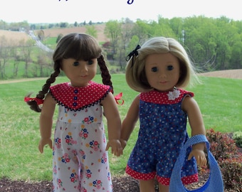 PDF SEWING PATTERN For 18 inch Doll Clothes / Spring Fever 1930's Play Clothes / Fits Like 18" American Girl doll Clothes Pattern