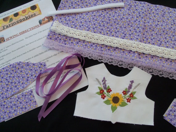 18" Size /COMPLETE SEWING KIT for 18 Inch Doll Clothes / Farmcookies Embroidered Doll Dress Kit / Fits Like American Girl Doll Clothes
