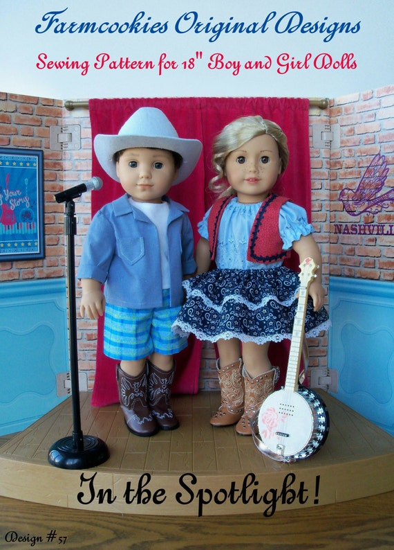 PDF Sewing Pattern / In the Spotlight ! / Country Style Clothes Pattern Fits American Girl® Tenny and Logan or Other 18 inch doll