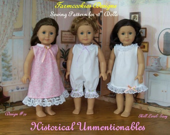PRINTED SEWING PATTERN  / Historical Unmentionables   / Sewing Pattern for American Girl or other 18" Doll