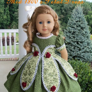 PRINTED SEWING PATTERN for 18 Inch Doll Clothes / Historical 1850's Petal Gown by Farmcookies / Fits American Girl® or Other 18 Dolls image 1