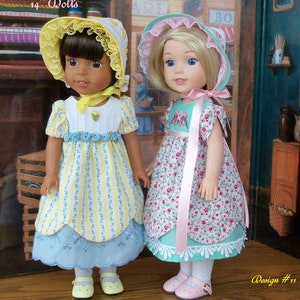 Wellie Wisher® PDF  Sewing Pattern: A Walk in the Past / Regency GOWN and BONNET Pattern fits 14&quot; American Girl  Wellie Wishers®
