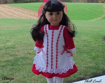 PRINTED Sewing Pattern / Samantha's Christmas Dress /  Fits American Girl ® or Other 18" Dolls