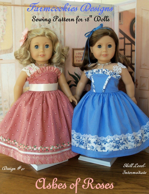PRINTED Sewing Pattern / Ashes of Roses / Fits American Girl or Other 18" Dolls