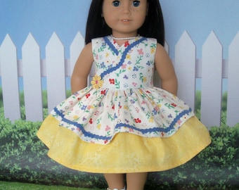 SALE! Farmcookies 18 Inch Summer Fun Faux Wrap Front Doll Dress / 18" Dress For American Girl Doll