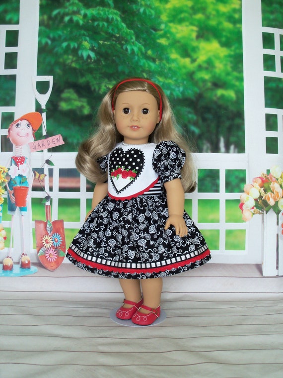 Fits Like American Girl Doll Clothes / Embroidered 18 Inch Doll Dress by Farmcookies / 18 Inch Doll Clothes For American Girl