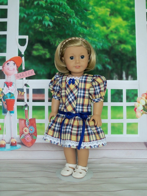 Fits Like American Girl Doll Clothes / Farmcookies Homespun Plaid School Dress / 18 Inch Doll Clothes For American Girl