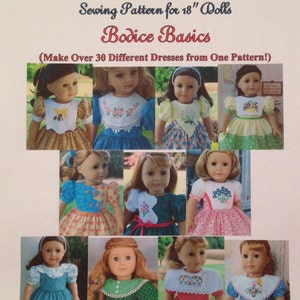 XL PDF Instant Download Sewing Pattern / BODICE BASiCS/ 18&quot; Inch Doll Clothes Pattern / Like American Girl Doll Clothes