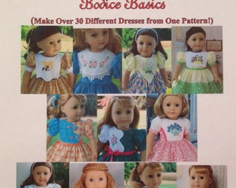 XL PDF Instant Download Sewing Pattern / BODICE BASiCS/ 18" Inch Doll Clothes Pattern / Like American Girl Doll Clothes