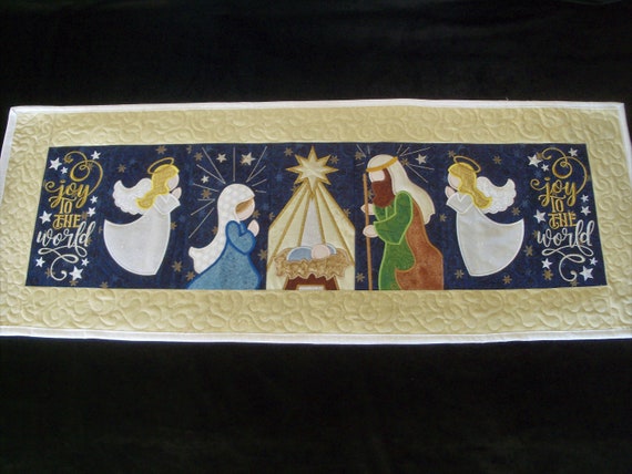 Embroidered Nativity Table Runner / Chesapeake Embroidery Keepsakes for your Home