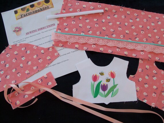18" Size /COMPLETE SEWING KIT for 18 Inch Doll Clothes / Farmcookies Embroidered Doll Dress Kit / Fits Like American Girl Doll Clothes