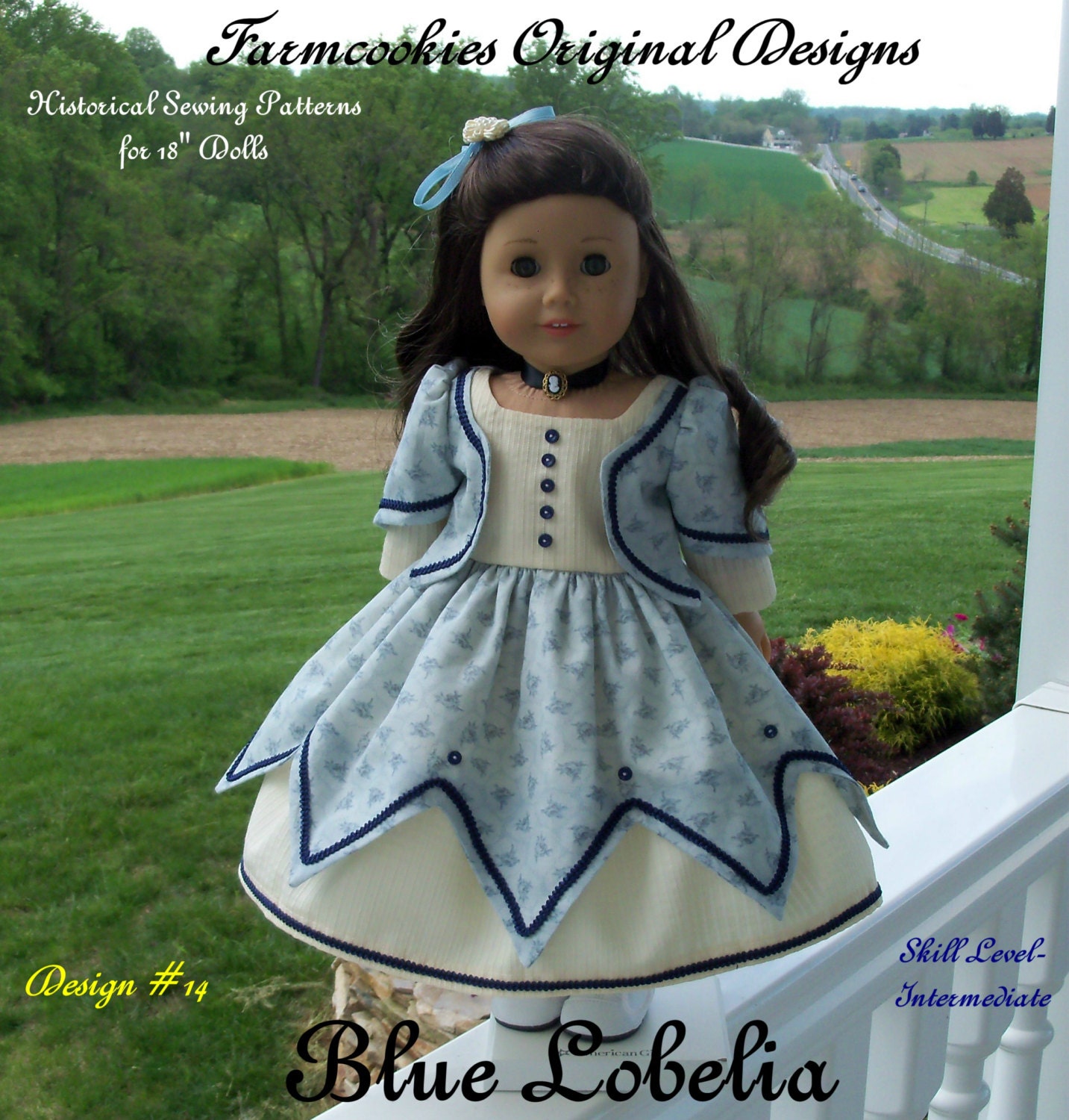 PDF Sewing Pattern Fits American Girl® Doll / Historical Blue Lobelia Gown/  Sewing Pattern for 18 Dolls 