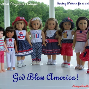 2 Sizes! PRINTED SEWING PATTERN for Doll Clothes - God Bless America! / Sewing Pattern Fits both 18" American Girl®  and 14" Wellie Wishers®