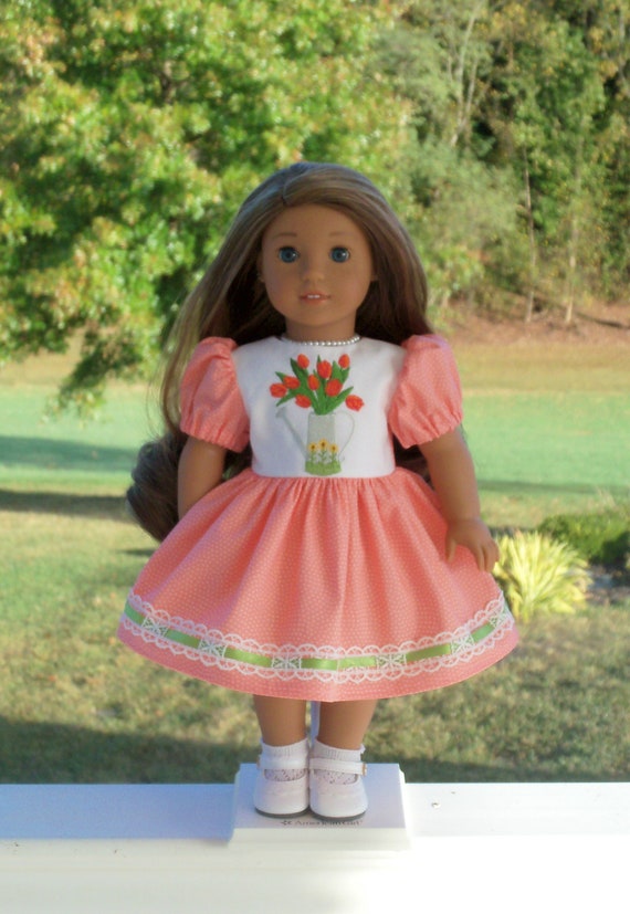 Fits Like American Girl Doll Clothes / Farmcookies Embroidered Doll Dress / 18 Inch Doll Clothes For American Girl