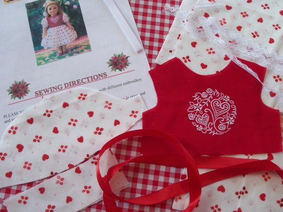 18" Size /COMPLETE SEWING KIT for 18 Inch Doll Clothes / Farmcookies Embroidered Holiday Dress Kit / Fits Like American Girl Doll Clothes