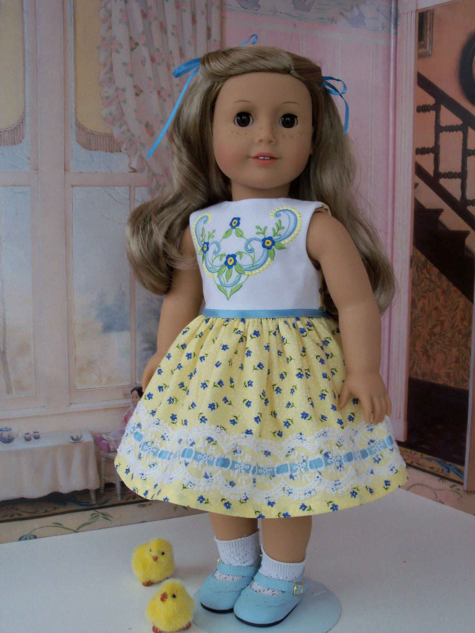 Like American Girl Doll Clothes / Embroidered Spring Dress and Etsy