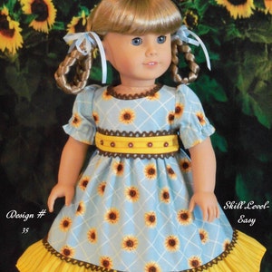 PDF SEWING PATTERN  / Sunflower Farm / Sewing Pattern Fit American Girl®  or other 18&quot; Dolls