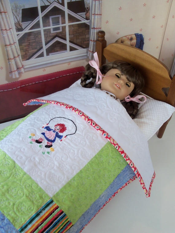 Farmcookies Embroidered Keepsake Heirloom Quilt for 18" American Girl Doll / Like American Girl Doll Clothes and Bedding