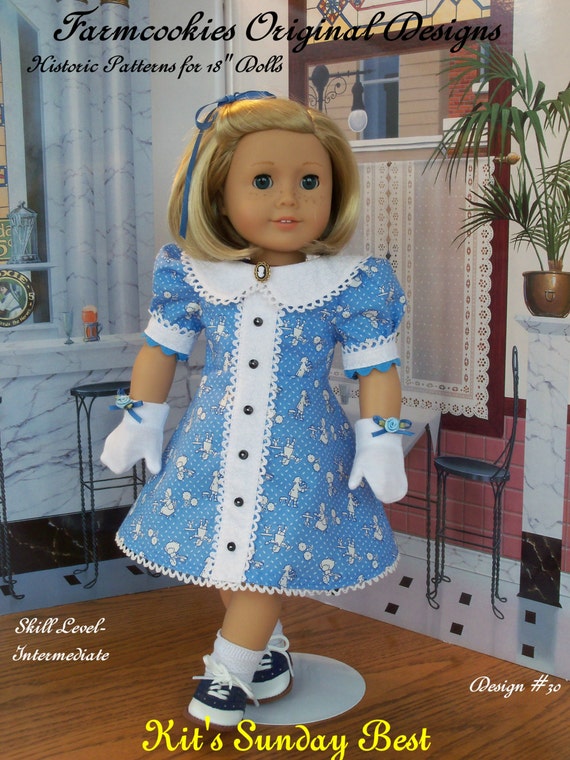 PRINTED SEWING PATTERN For American Girl Doll Clothes / Kit's Sunday Best / Clothes Fit American Girl® or Other 18" Doll