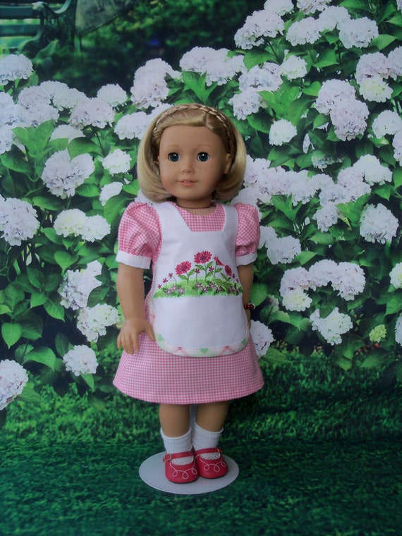 18 Inch DOLL CLOTHES / Farmcookies Embroidered Apron Dress / Fits American Girl and other 18 Inch Doll