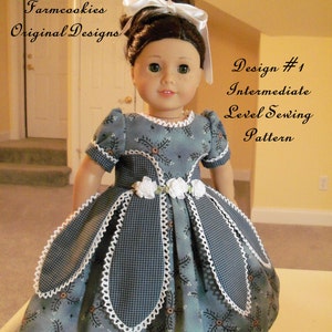 PRINTED SEWING PATTERN for 18 Inch Doll Clothes / Historical 1850's Petal Gown by Farmcookies / Fits American Girl® or Other 18 Dolls image 4