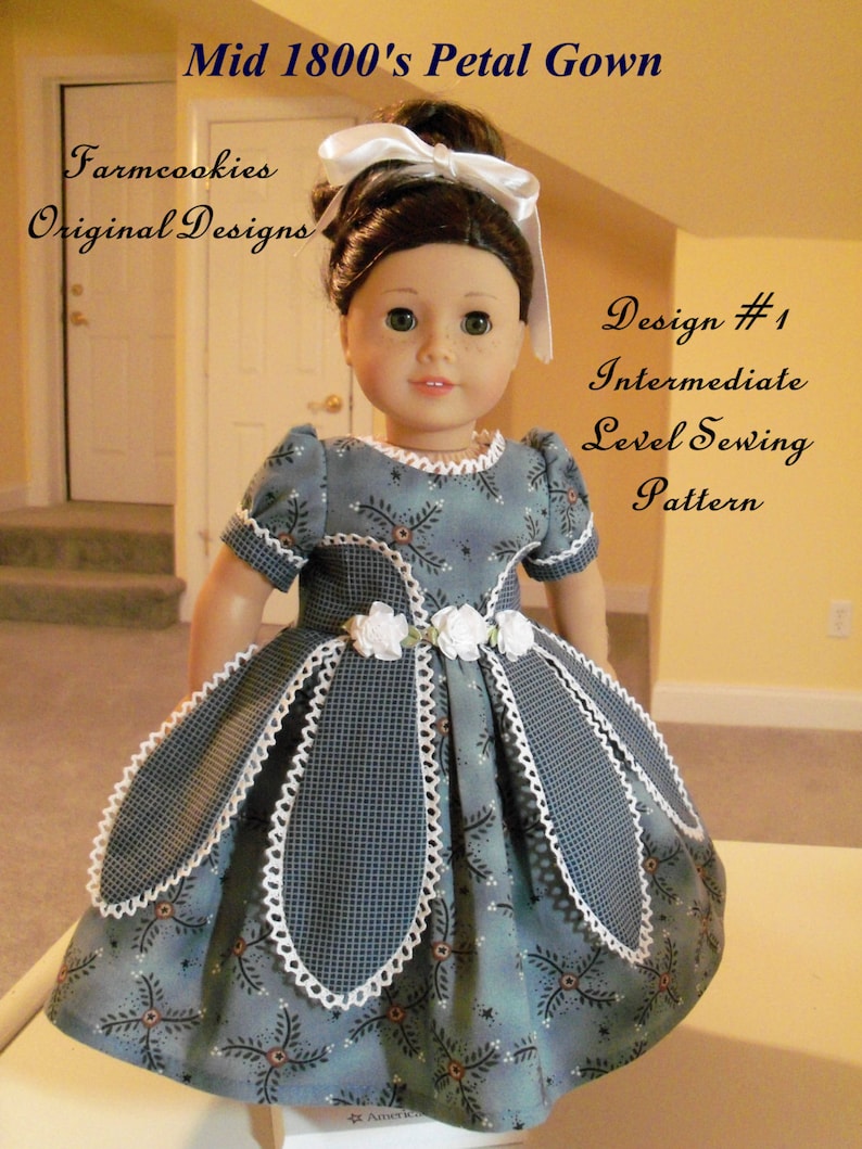 PRINTED SEWING PATTERN for 18 Inch Doll Clothes / Historical 1850's Petal Gown by Farmcookies / Fits American Girl® or Other 18 Dolls image 4