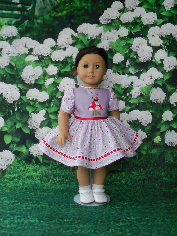 Fits Like American Girl Doll Clothes / Embroidered Lady Bug Dress by Farmcookies /18 Inch Doll Clothes For American Girl