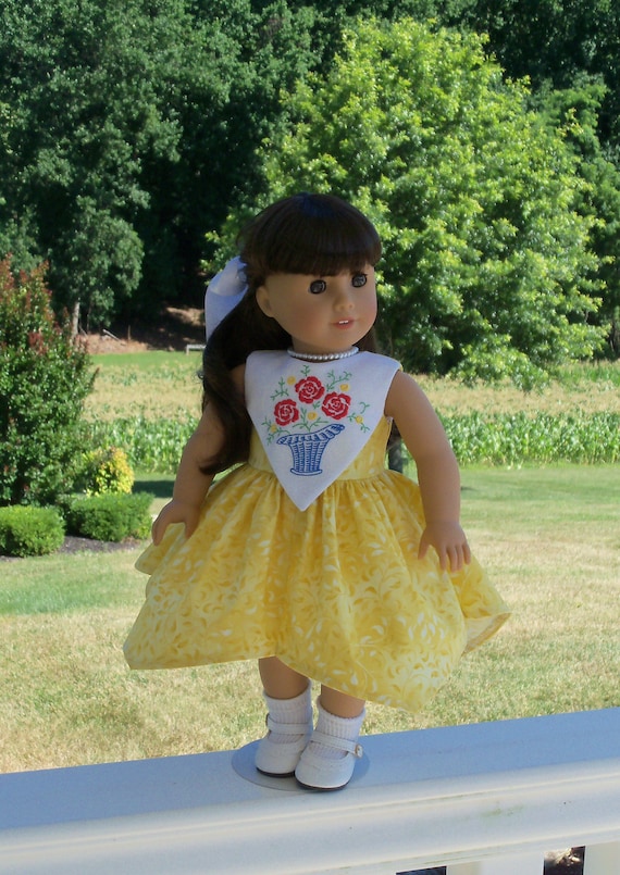 Like American Girl Doll Clothes / Handkerchief Style Embroidered Dress / 18 Inch Doll Clothes by Farmcookies fits American Girl