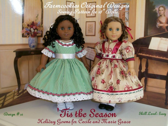 PDF Sewing Pattern - Tis the Season / Holiday Gowns for 18" Dolls
